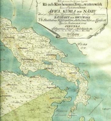 En bit av en gammal karta från 1700-talet