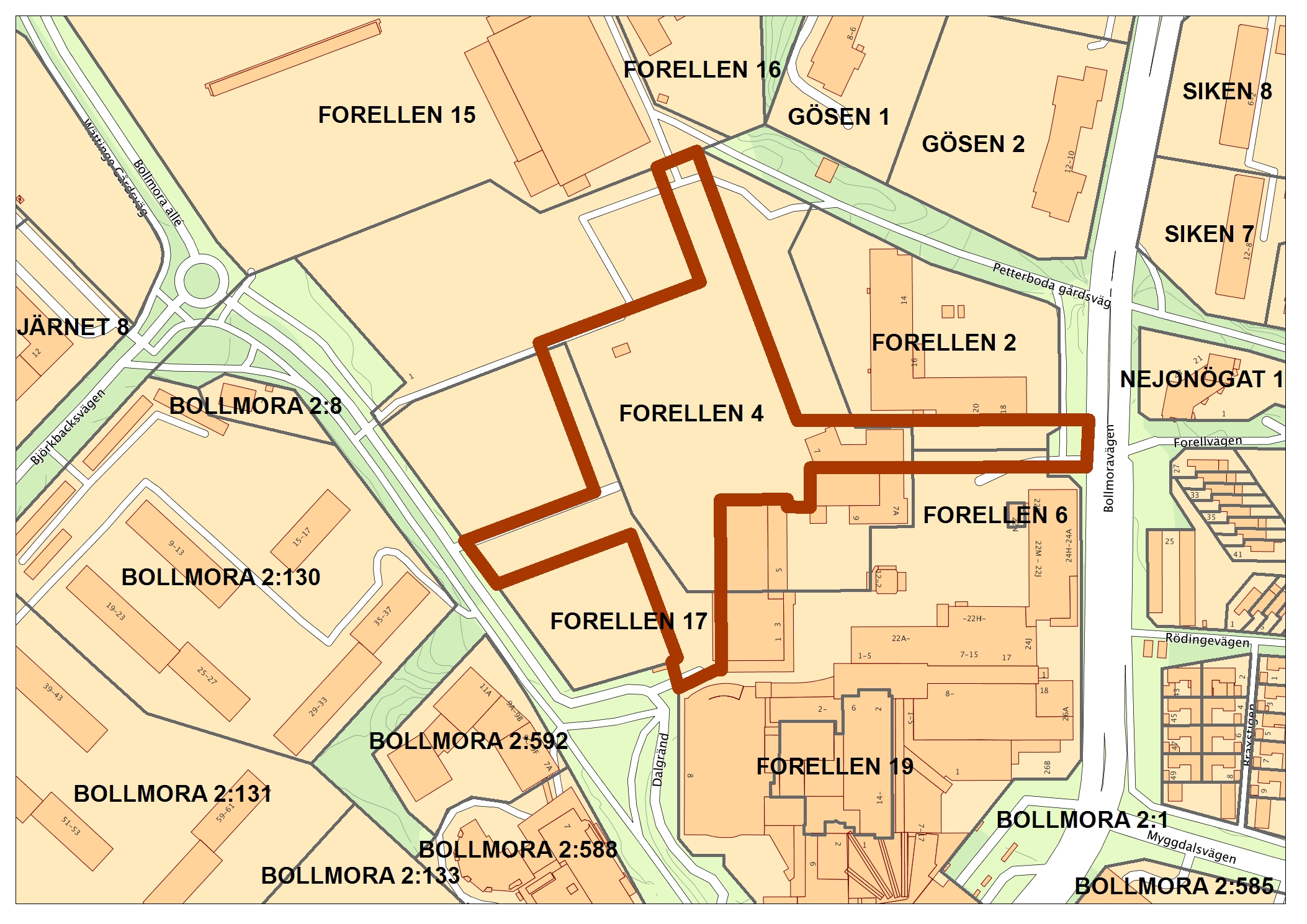 Planområdet för Norra Tyresö Centrum etapp 1